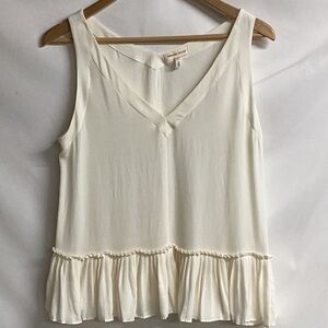 REBECCA TAYLOR Pleat Hem 100% Silk Tank White Size 6